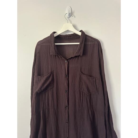 Raquel Allegra Gauze Purple Shirt Dress size 3 - Large - Picture 3 of 10